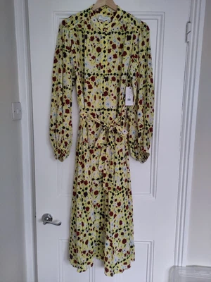 £100 • Buy Brand New With Tags Equipment Francois Yellow Floral Silk Midi Shirt Dress M