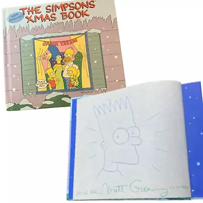 Matt Groening SIGNED Sketch The Simpsons Xmas Book Bart Simpson 1990 Autograph • $950