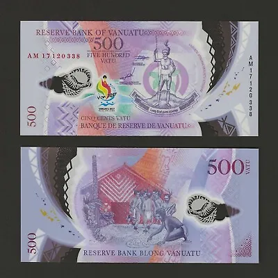 VANUATU 500 Vatu 2017 P-20 Prefix AM Commem. Polymer Note Original UNC • $12