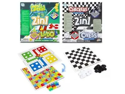 2 In 1 Board Games Travel Edition Snakes & Ladders Ludo Chess Checkers By Grafix • £5.36
