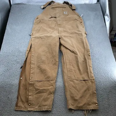 Carhartt Overalls Adult 46x32 Brown Canvas Relaxed Double Knee R37 44312 • $39.99