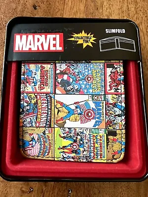 Marvel DC Comics Captain America Bifold Slimfold Men Wallet Collectible Tin Case • $21