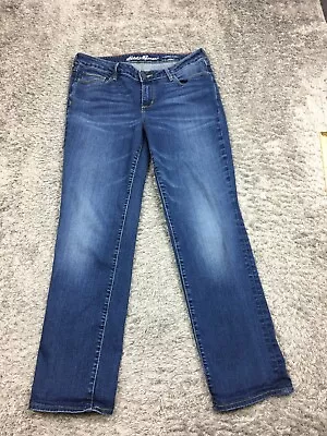 Eddie Bauer Slightly Curvy Straight Jeans Womens Size 10 Blue Dark Wash Denim • $17.55