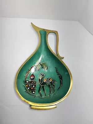 Sabra Made In Israel Jug Tray Enamel On Brass. Approx 10.5 H X 6 W. • $13.99