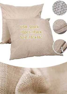 10Pcs Linen Sublimation Blanks Throw Pillow Case DIY Printing Heat Transfer USA • $33.01