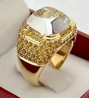Vintage Ring 18k Yg Topaz Diamonds Yellow Supphires Appr. Ret Usd $5600.00 • $2744