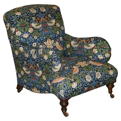 Antique Howard & Sons Bridgewater Armchair William Morris Strawberry Thief • $9248.63