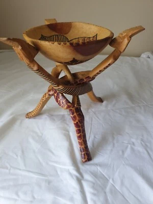 £12 • Buy African Handmade Ceremonial Bowl With African Animal Motifs.