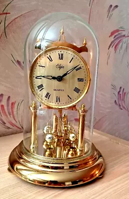 Vintage Elgin Glass Dome Rotating Pendulum Quartz Anniversary Clock Japan • $49.55