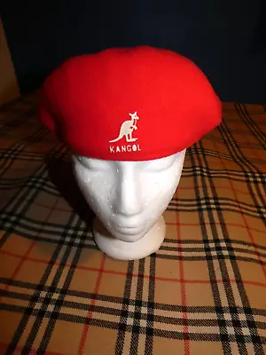 KANGOL Vintage Red Flat Cap Rare Large Logo Made In Gt Britain Retro Hip Hop • £25