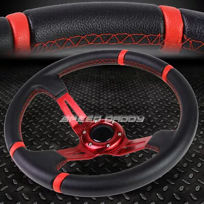 3.5  Deep Dish Red Spoke/stripes Lightweight 6-bolt Racing Steering Wheel • $31.88