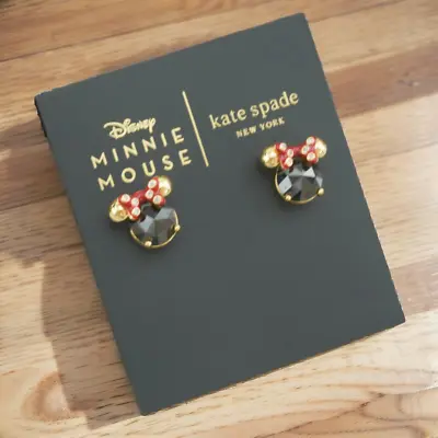 ❤️Kate Spade Minnie Mouse Gold Stud Earrings Black NEW • $22