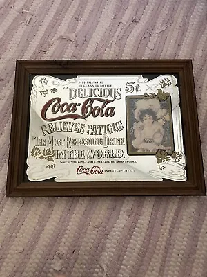 Vintage Style COCA - COLA Wooden  Framed Mirror - Advertising Wall Picture • £14.99