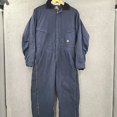 Berne Coveralls Mens Medium Blue Canvas Zip Mechanic Jumper One Piece • $29.88