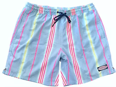 New Vineyard Vines Striped 7  Chappy Swim Trunks Shorts M • $38.99