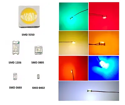 SMD LED 0402 0603 0805 1206 5050 Superhelle LEDs Verschiedene Farben Zur Auswahl • $5.13