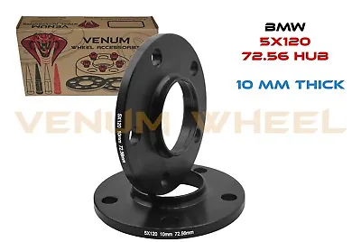 $45.99 • Buy 2 Pc Black BMW Wheel Spacers Only 10mm Thick Fits All BMW's With 72.56 Hub Bore 