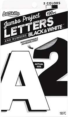 Jumbo 4  Paper Poster Letters And Numbers For Projects And Crafts Black And Whi • $10.58