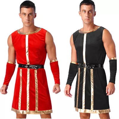 Mens Halloween Costume Renaissance Tunic Knight Retro  Surcoat Warrior Robe Suit • $20.48