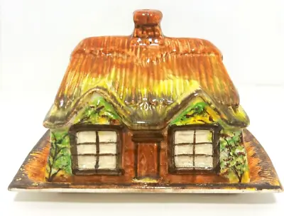 Vntge Majolica Price Bros England Cottage Ware House Covered Butter Cheese Dish • $35