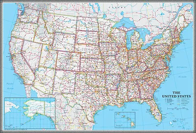$12.99 • Buy United States US-USA Wall Map Poster Classic Blue Edition By Swiftmaps