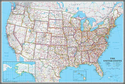 United States US-USA Wall Map Poster Classic Blue Edition By Swiftmaps • $12.99