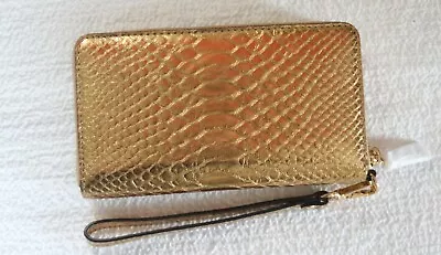 NWT Michael Kors Large Flat Leather Multi Function Phone Case - Gold  • $74.99