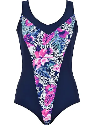 Naturana Swimsuit Navy Floral Soft Cup 14C • £28