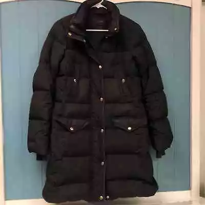 J. Crew Black Puffer Parka Long Jacket Coat Women’s Size S • $46.80