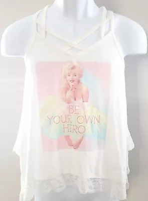 New Marilyn Monroe Double Strap Lace Tank Top Be Your Own Hero White XS Size 1 • $9.99