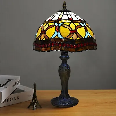 £65 • Buy Tiffany Style Table Lamp Stained Glass Handcrafted Bedside Light Desk Lamps UK