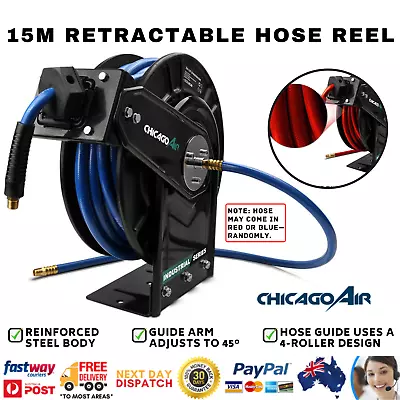 Chicago Air CAHR15M Retractable Hose Reel W/ 3/8” PVC Flexible Durable Air Hose • $198.16