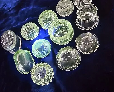 Antique Lot Of Uranium Glass Open Salts 12 Pc • $29