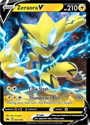 Zeraora V 053/159 Pokemon TCG Crown Zenith Holo Rare • $2.95