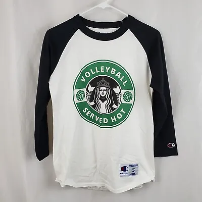 Volleyball Served Hot Champion Raglan T-Shirt Adult Small Starbucks Design • $18.99