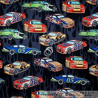 BonEful Fabric FQ Cotton Quilt Black VTG Boy Lg CAR Muscle Sport RACE Fire Flame • $11.40