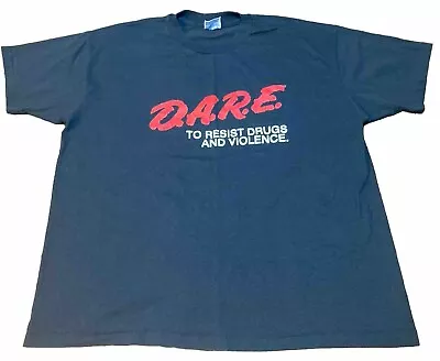 Vintage D.A.R.E. T-Shirt Mens XL Black DARE To Resist Drugs Violence 90s • $25