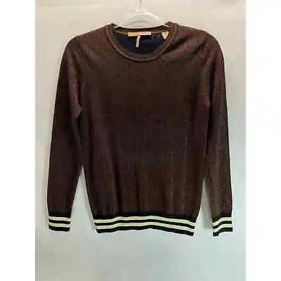 Scotch & Soda Maison Scotch Voila Brown Metallic Pointelle Sweater Size XS • $25