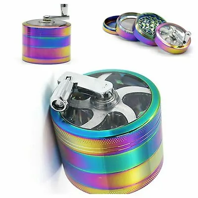 NEW Rainbow Mill 40mm Grinder 4 Part Hand Crank Crusher Magnetic Shark • £6.99