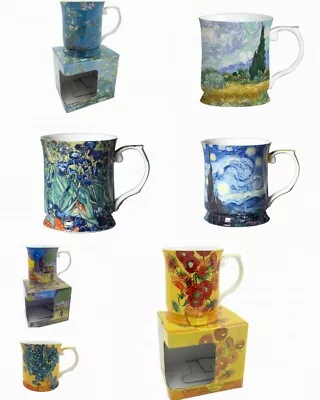 Van Gogh Fine Bone China Coffee Tea Mug Cup W Box 415ml Sunflower/Cafe/Irises • $12.36