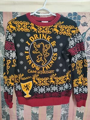 Game Of Thrones Ugly Christmas Sweater Black I Drink And I Know Things Women Sm • $12