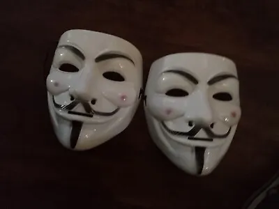 2 Pack Of V For Vendetta White Mask Fawkes Anonymous Halloween Cosplay Costume • $5