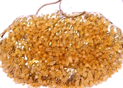 Vintage Yellow Gold Beaded Sequin Evening Bag Hong Kong Purse Wedding Opera • $23