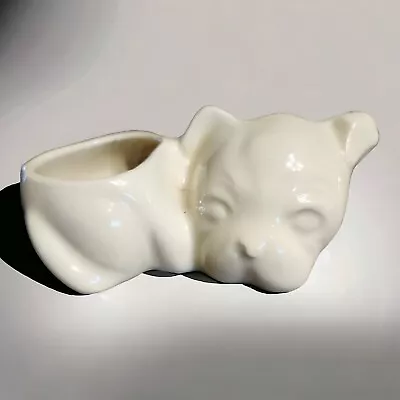 Vintage Shawnee Bulldog Puppy Planter 2 T  4.5 L  Off White Dog Figurine • $15.99