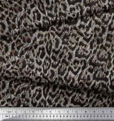 Soimoi White Cotton Poplin Fabric Leopard Animal Skin Print Sewing-Gkw • $10.62