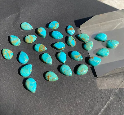 [wholesale] Natural Blue Mohave Turquoise Cabochon Pear Shape Loose Gemstone • $372.49