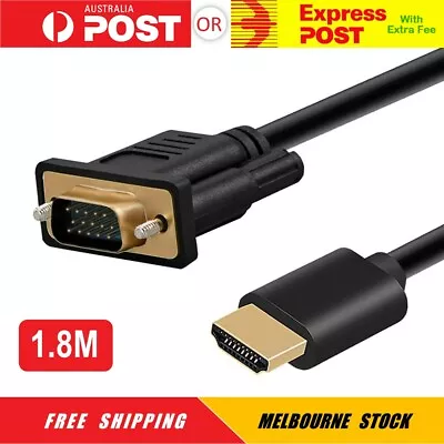 HDMI Male To VGA Male Cable Monitor Lead Full HD 1080P Converter Laptop Adapter • $8.95