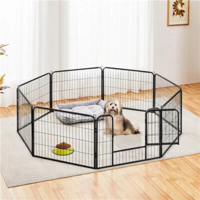 £55.99 • Buy 8 Panel Dog Pen Foldable Metal Puppy Playpen Pet Exercise Fence Rabbit Run 60cm