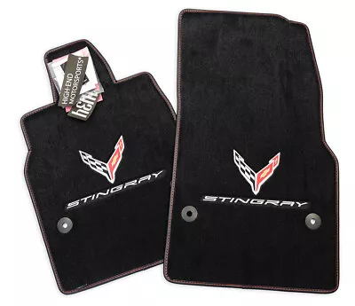 NEW! Corvette C8 Stingray Floor Mats Flags & Stingray Red Stitching Instock • $198.99