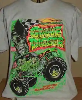 Grave Digger Monster Truck T Shirt White Short Sleeve Tee Racing NH6388 • $14.99
